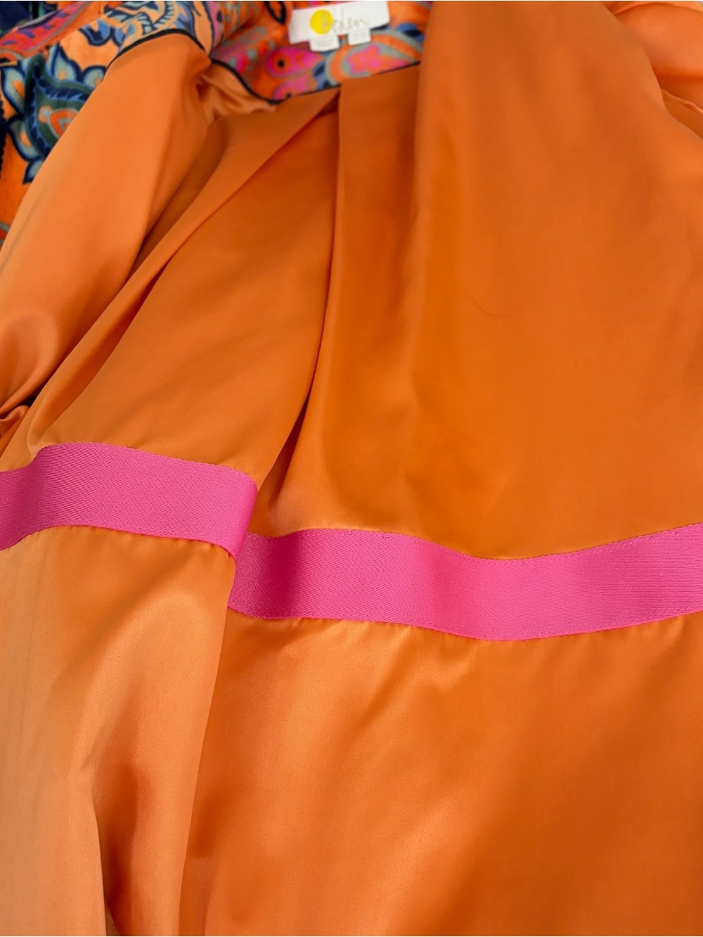 Boden Orange Paisley Velvet  Button-Front Long Sleeve Coat - Size 14 - Picture 14 of 16